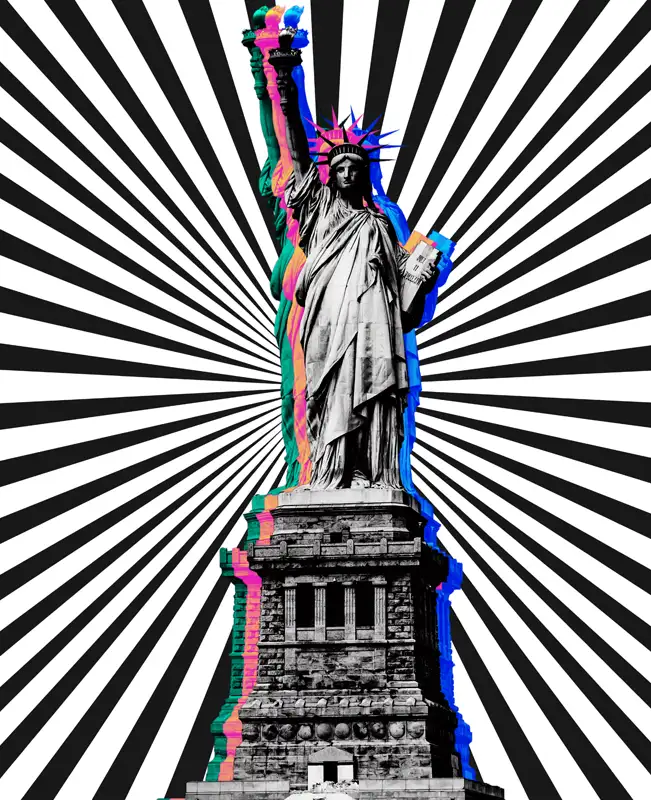 B&W statue of liberty David Hopkins Contemporary artist marbella Pop Art