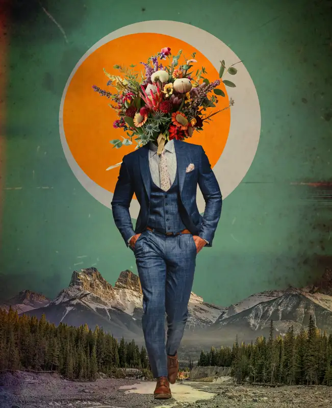 Modern Surrealism flower head guy david Hopkins digital artist marbella Modern Surrealism flower head guy david Hopkins digital artist marbella