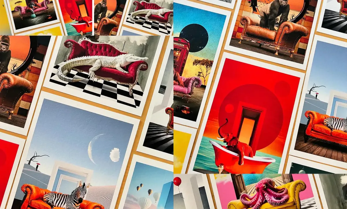 collage-artist-david-Hopkins-collage-art-designer-sofa-safari-en-murcia