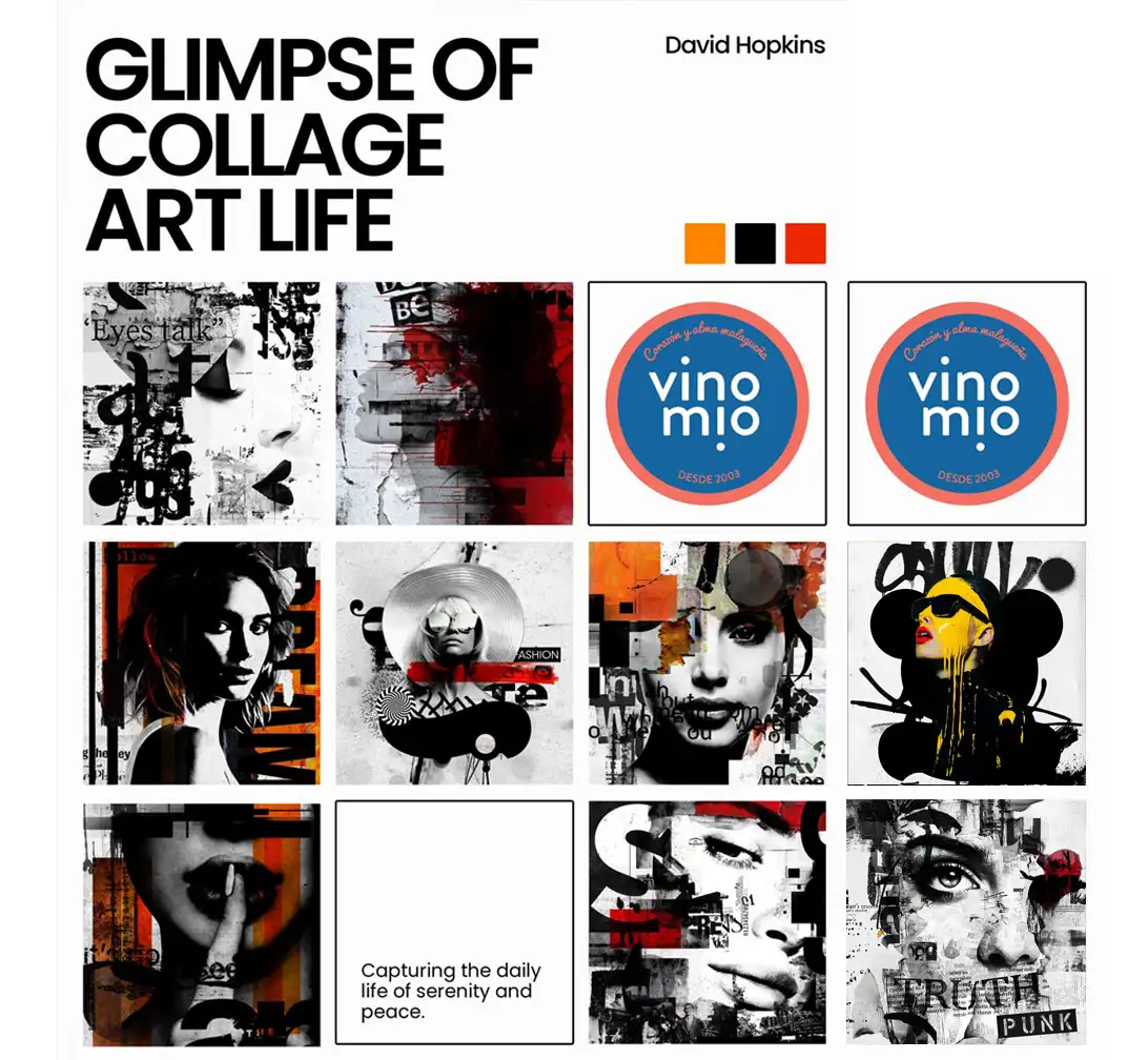 distressed-collage-art-by-David-Hopkins-at-Vino-Mio-Restaurante-Malaga-Capital