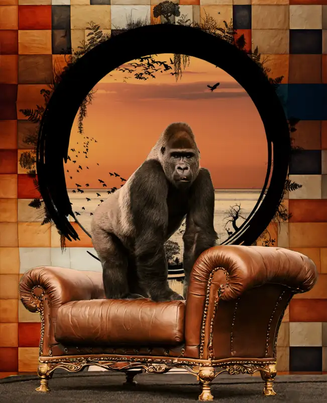 sofa safari the gorilla contemporary artist david Hopkins marbella